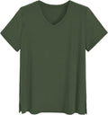 Women Viscose Sleep T-Shirt V-Neck Pajamas Top