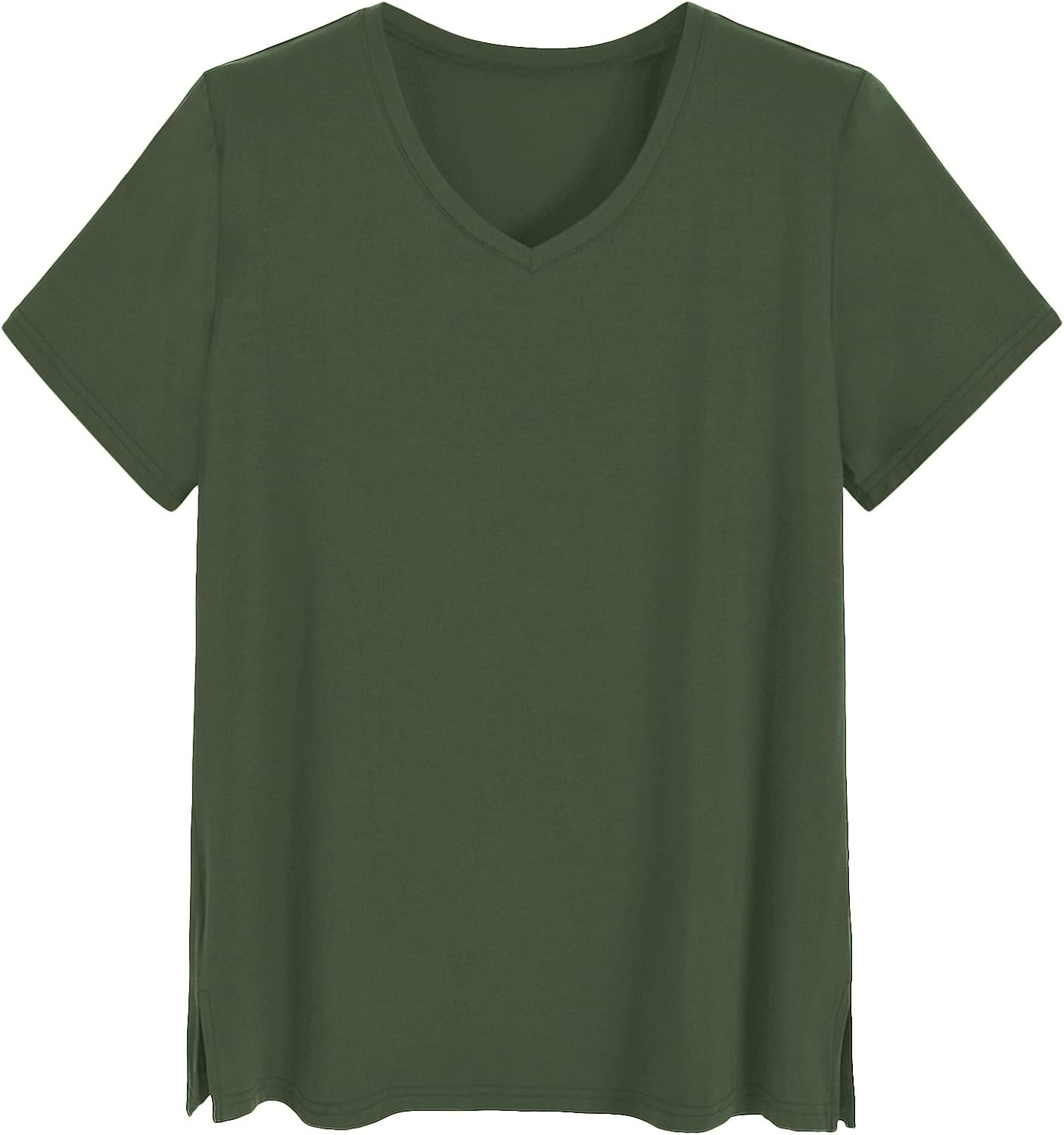 Women Viscose Sleep T-Shirt V-Neck Pajamas Top