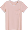 Women Bamboo Viscose Sleep T-Shirt Soft Short Sleeve Pajama Tops