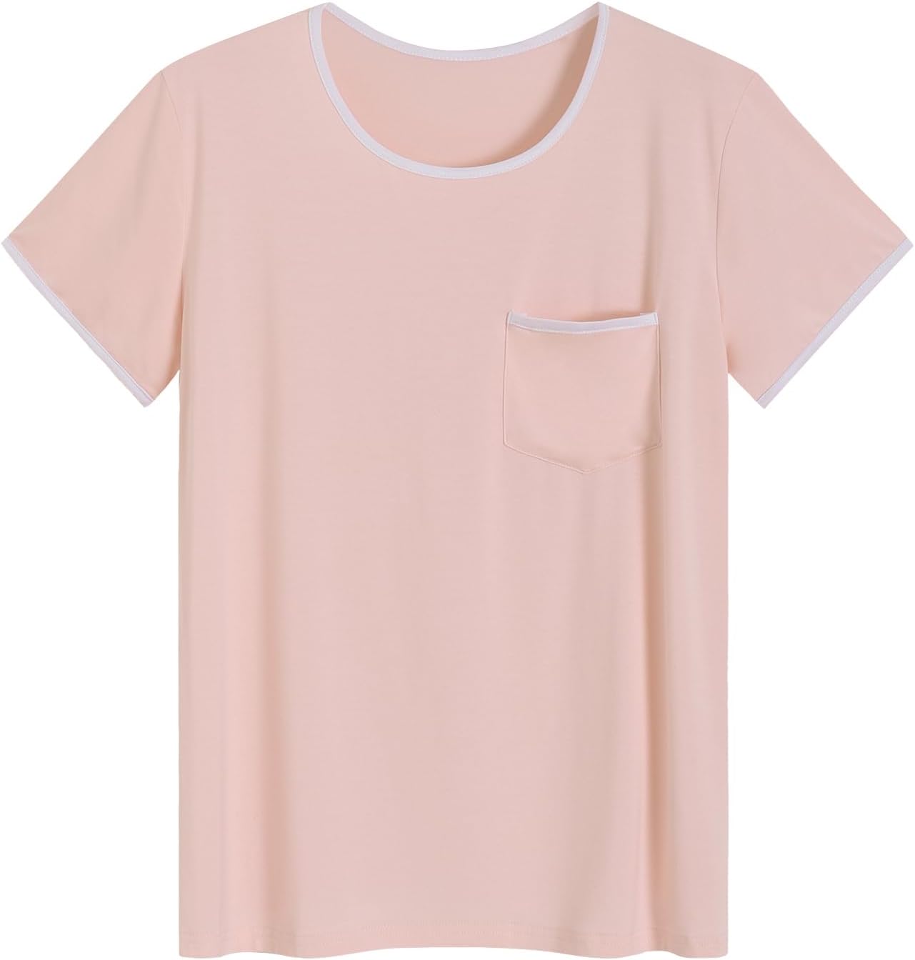 Women Bamboo Viscose Sleep T-Shirt Soft Short Sleeve Pajama Tops