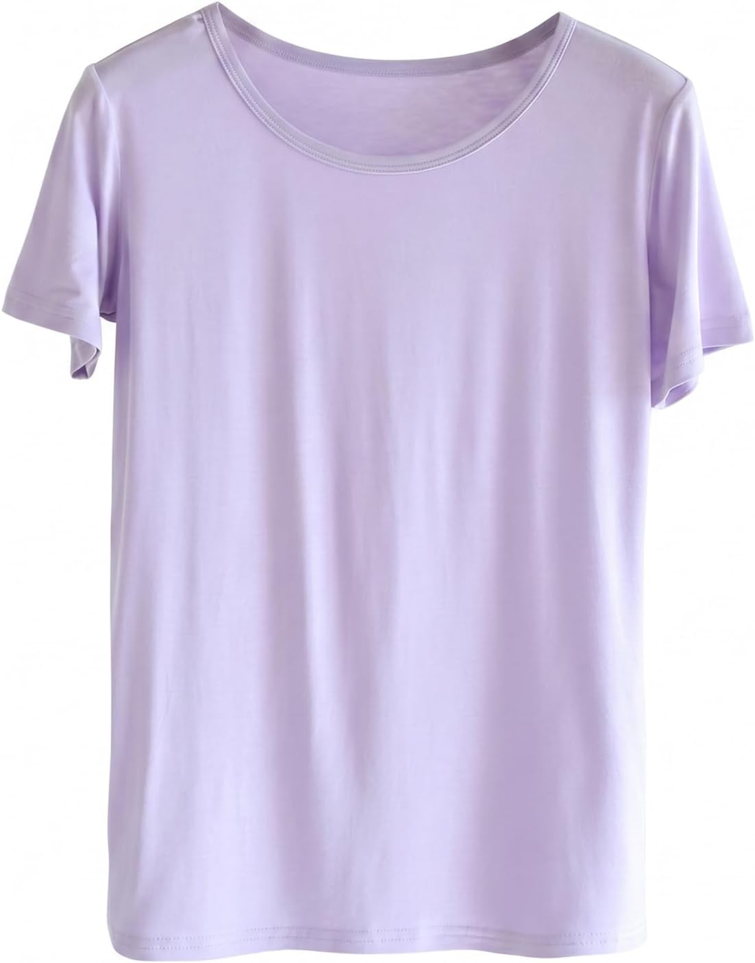 Sleep Shirts for Women - Pajama Tops for Women,Modal Round Neck Solid Color Pajamas Top
