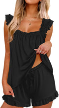 Pajama for Women Set 2 Piece Ruffle Pjs Soft Tank Top and Shorts Sleepwear Set Bridal Pajama Set for Women
