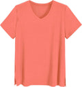 Women Viscose Sleep T-Shirt V-Neck Pajamas Top