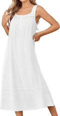Nightgowns for Women Cotton Long Night Gowns Sleeveless Sleep Dress Victorian Nightdress Ladies Sleepwear XS-4XL