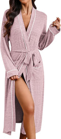 Women Robe Long Bathrobe Lightweight Soft Knit Kimono Robes Ladies Casual Sleepwear S-3XL
