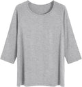 Women Viscose Pajama Tops Crewneck 3/4 Sleeves Sleep Tee