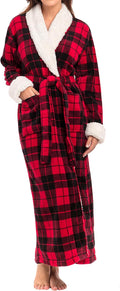 Women Plush  Robe, Long Cozy Warm Bathrobe