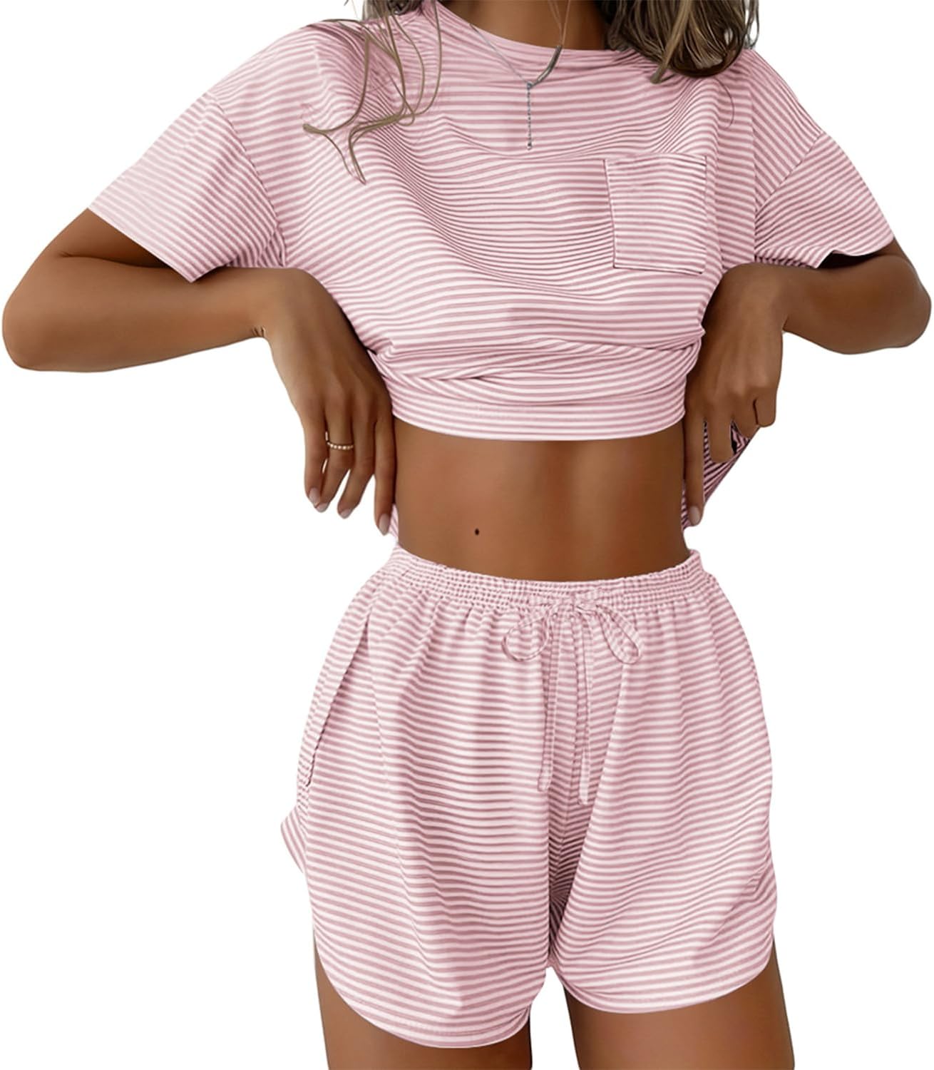 Women Pajama Sets Sexy Lounge Sets Side Split Short Pj Sets Cute Pjs 2 Piece Comfy Sleepwear Loungewear