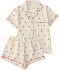 Pajamas For Women Set 2 Piece Summer Pajama Sets Cute Pjs Lounge Matching Button Shirt with Shorts