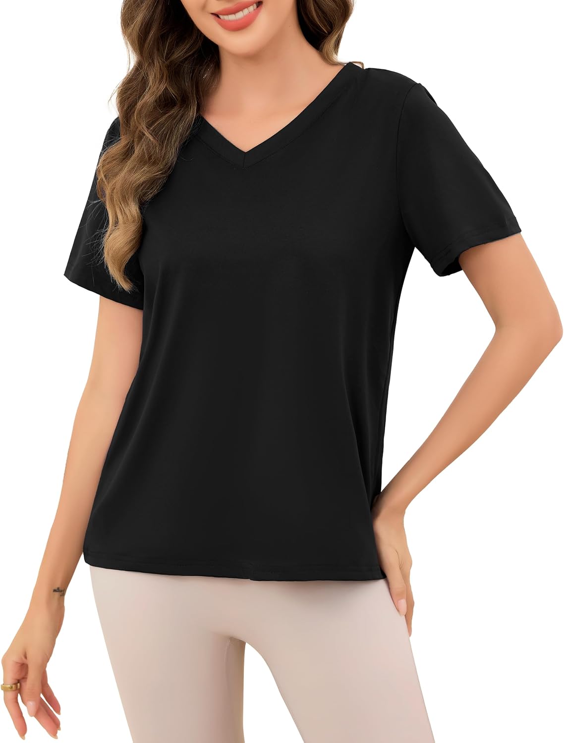 Women Pajama Tops Short Sleeve V-Neck Sleep Shirt Soft Casual T-Shirt Sleepwear Blouse S-3XL